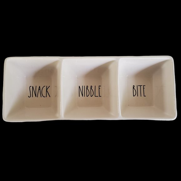 Rae Dunn Divided Serving Bowl Snack Nibble Bite Artisan Collection Magenta White - Picture 1 of 6